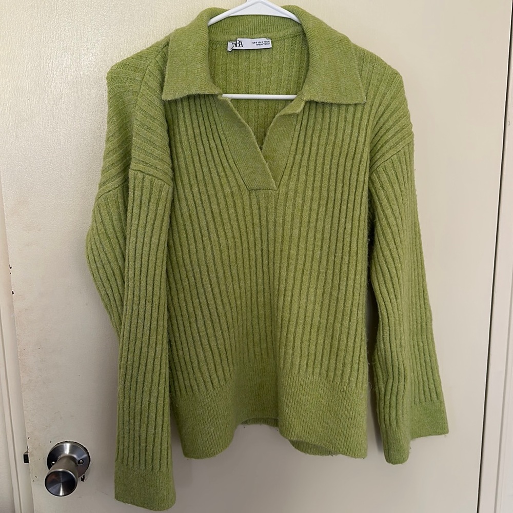 Zara Green V-Neck Sweater
